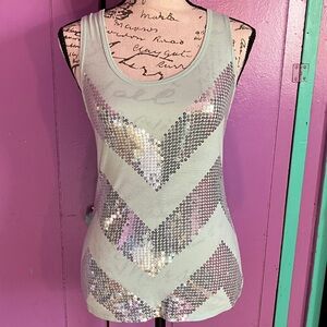 Rue21 Light Green Sequin Tank Top